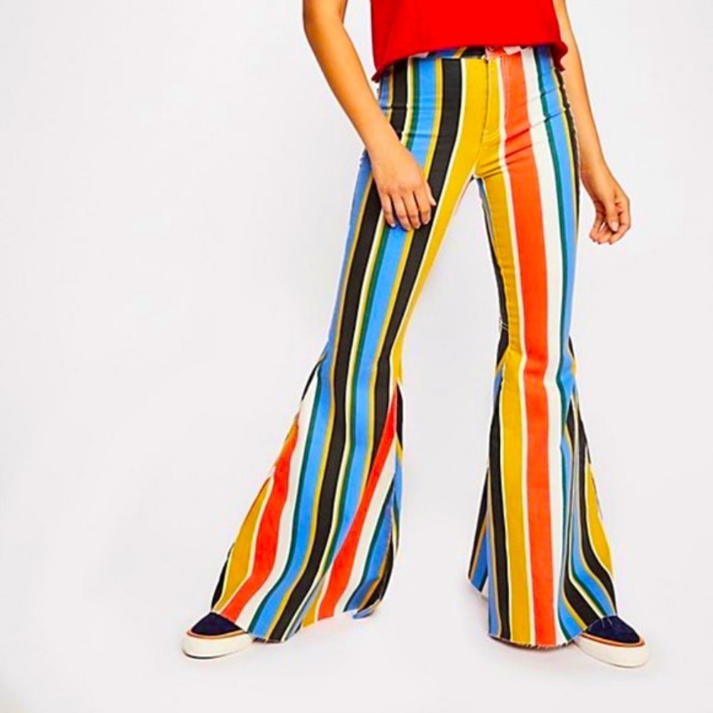 Never been worn Free People Colorful Striped flare jeans size 24